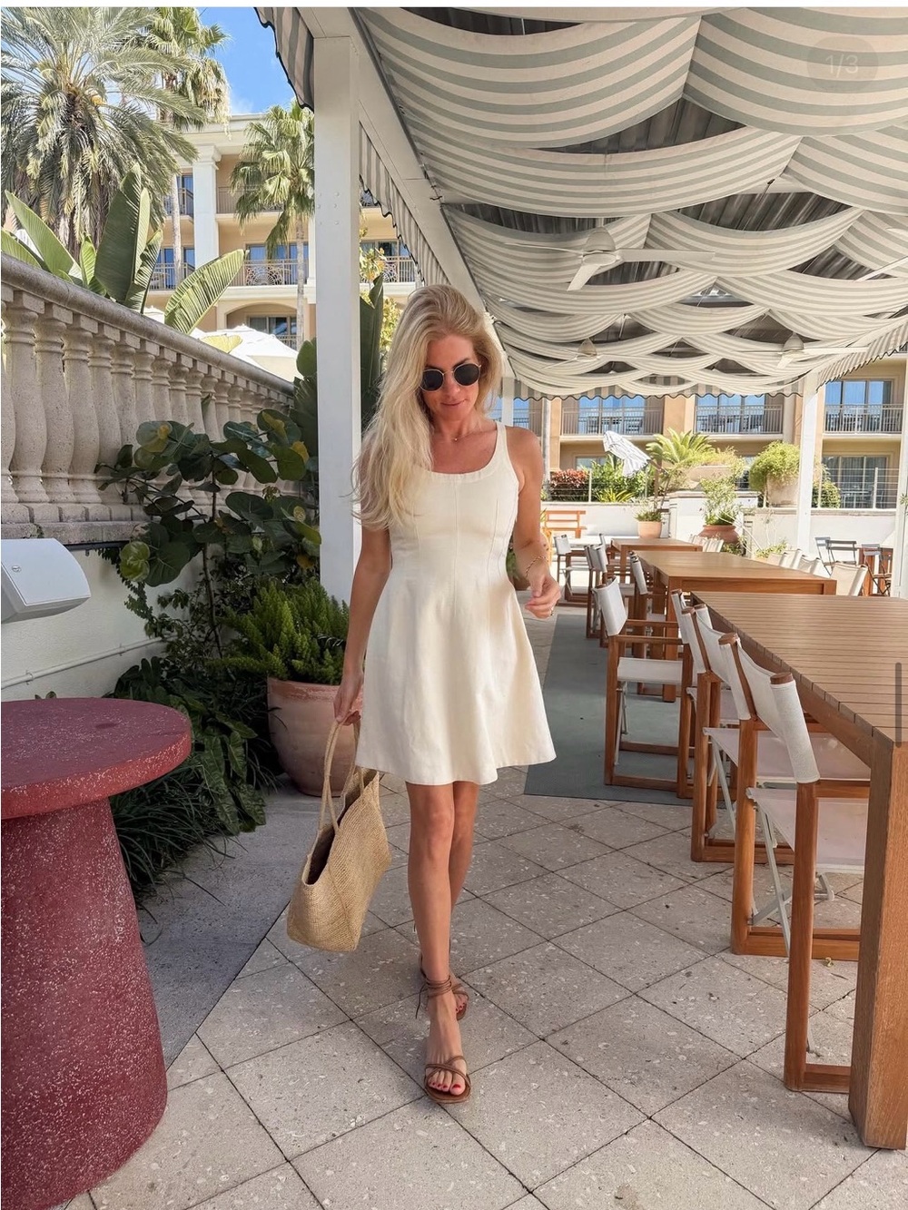Cream Square-Neck Mini Dress - Sleeveless Summer Fit